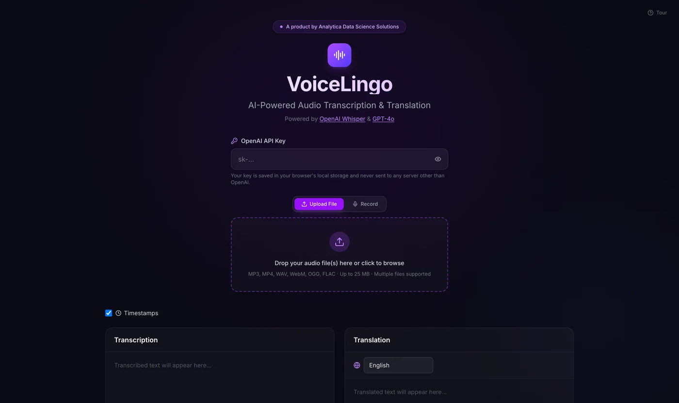 VoiceLingo — Transcription and translation